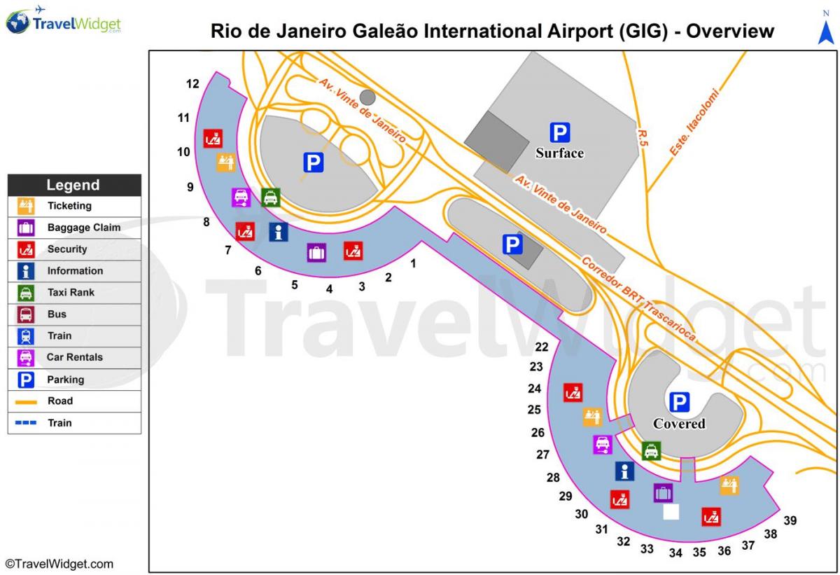 Карта на терминала на летище Галеан