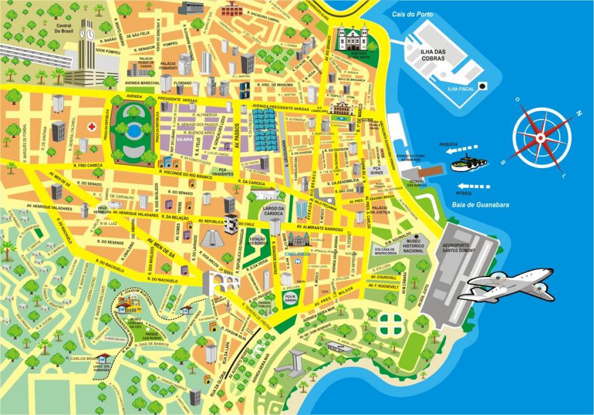 Карта на забележителностите на Рио де Жанейро