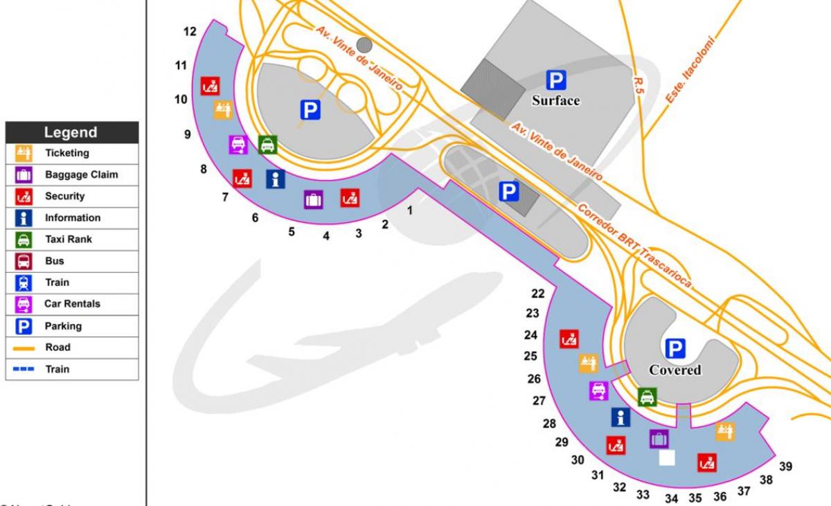 Карта на Международното летище в Рио де Жанейро