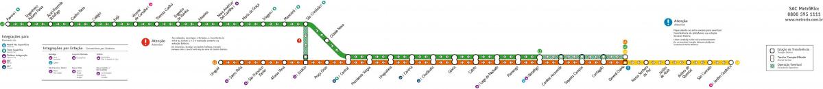 Карта на метрото на Рио де Жанейро - линия 1-2-3