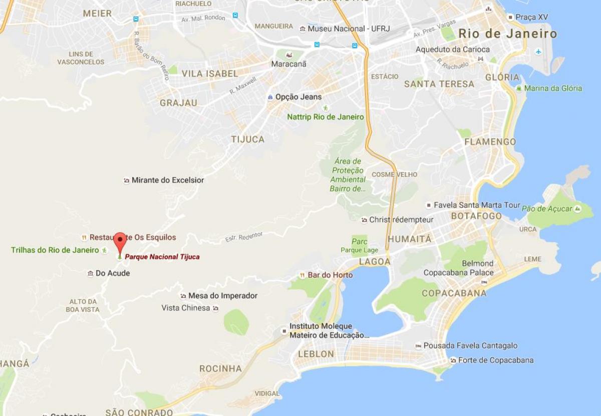 Карта на национален парк Tijuca