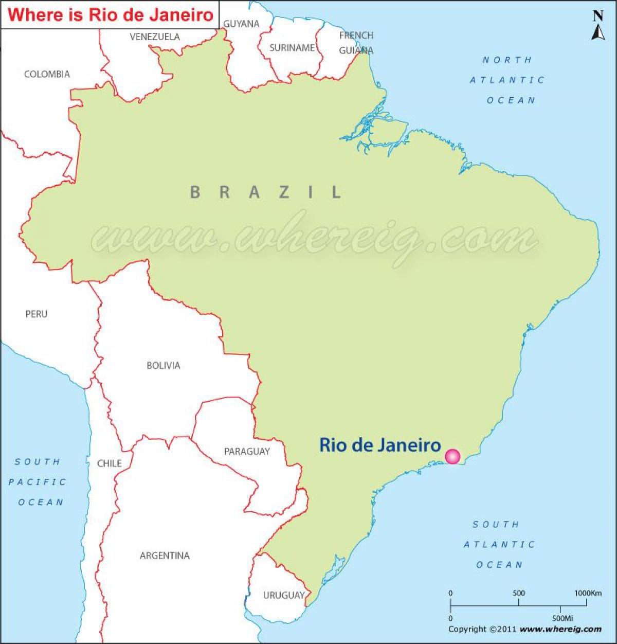 Карта на Рио де Жанейро в Бразилия
