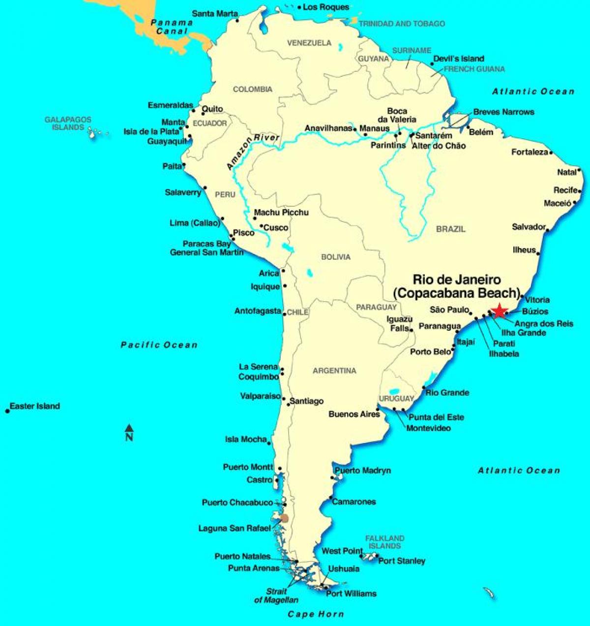 Карта на Рио де Жанейро в Южна Америка