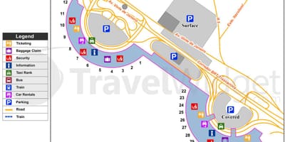 Карта на терминала на летище Галеан