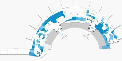 Карта на терминала на летище Галеан ниво 2 1