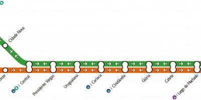 Карта на метрото на Рио де Жанейро - линия 1-2-3